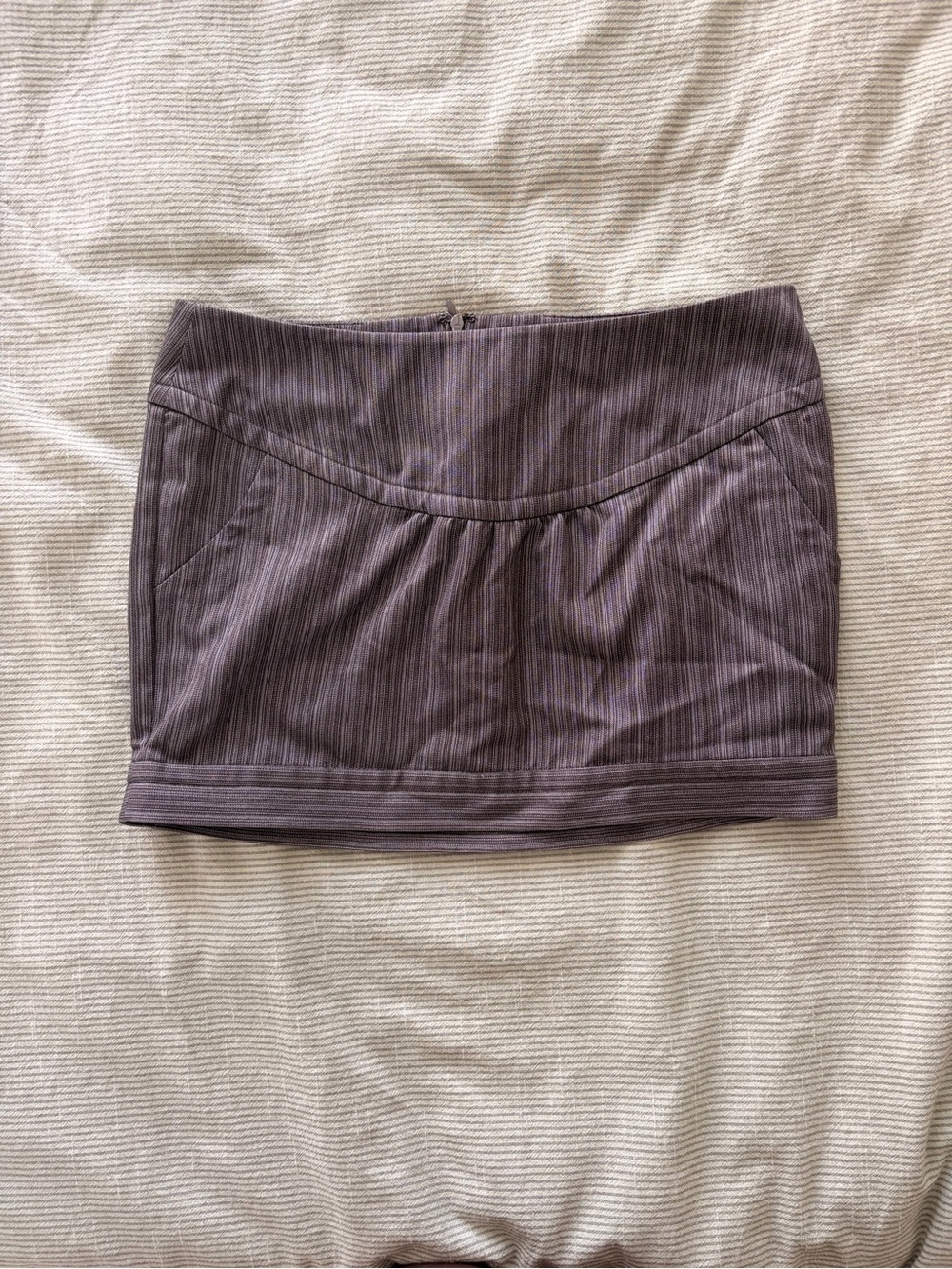 Fitted Grey Pinstripe Mini Skirt